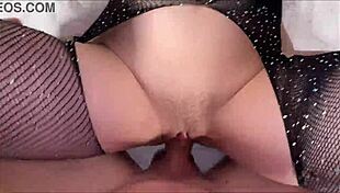 18 Yo Stepsister Rides in Fishnets Until Cum 😈