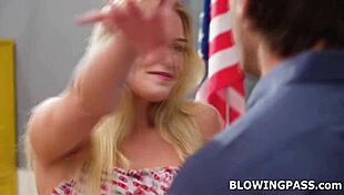 Blonde Teen Student Craves Teacher's Monster Cock Deep in Throat and Pussy