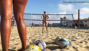 big booty african volleyball tempts beach stares