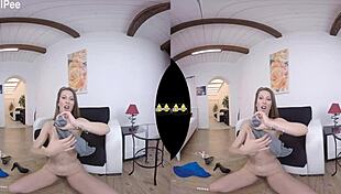 busty babe drenches herself in golden piss wearing heels