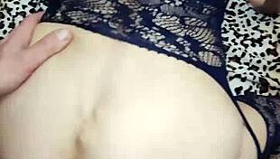 Wife's homemade lingerie cowgirl ride turns into passionate bedroom filming fun