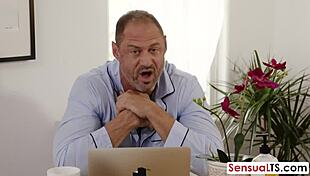 Guy bends over shemales for hardcore doggystyle ass pounding.