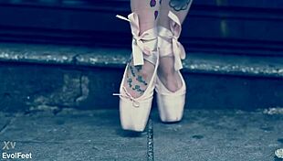 hey ballerina in heels walks street barefoot licks toes deepthroats gagging on cock outdoor fetish