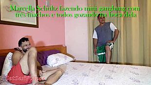 Marcella Schultz Performs Mini Gangbang With Three Guys Cumming In Her Mouth