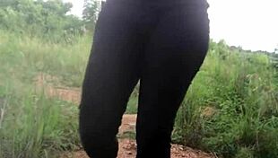 Hey check crazybitch twerking half naked right in forest middle!