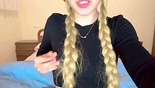 Cute girl squirts on stepbrother's bed