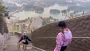 Colombian wife bends over for epic blowjob then rides cock doggystyle in Guatape