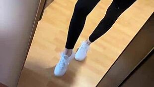 girl's early morning barefoot tease with smelly nylon socks fetish