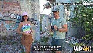 damn cute russian teen gf takes huge cock outdoors while old cuck watches 😏🍑