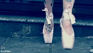 hey ballerina in heels walks street barefoot licks toes deepthroats gagging on cock outdoor fetish