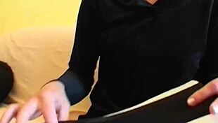 Milf Blonde in Sexy Stockings Fingered and Fucked