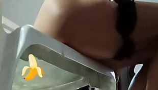 tranny slut in lingerie rides dildo till super horny explosion