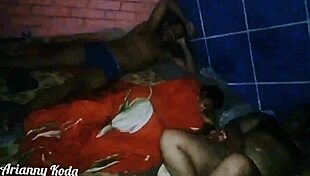 Chubby Brazilian amateur slut rides Leo Ogro's monster cock next to her aunt, tits bouncing wildly.