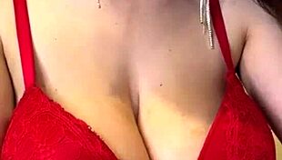 my friends mom with big tits in a red bra shows her nipples