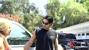 blonde rachel solari's big boobs bounce wildly on couch