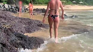 Stranger feeds my cum to fish on the beach in public