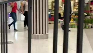 Public flashing leads to quick intense fuck in the dressing room with big ass brunette