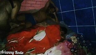 Chubby Brazilian amateur slut rides Leo Ogro's monster cock next to her aunt, tits bouncing wildly.