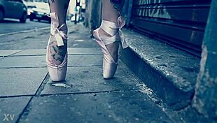 hey ballerina in heels walks street barefoot licks toes deepthroats gagging on cock outdoor fetish