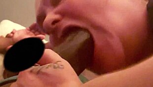 brunette bimbo chokes on monster bbc in sloppy bedroom gumjob frenzy