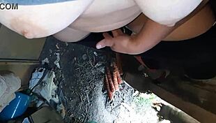 village girl teases pussy at lunch