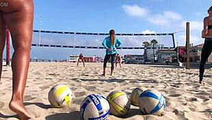 big booty african volleyball tempts beach stares