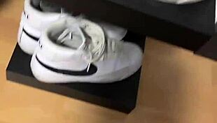 girl's early morning barefoot tease with smelly nylon socks fetish