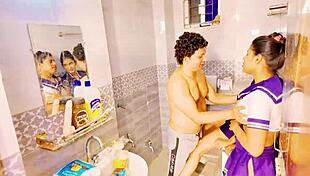 Sweet brunettes take hard cocks in retro threesome