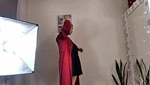 Mature Slut Wife Satin Negligee Ponytail Sucks Dick Deep