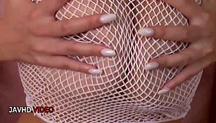 Japanese beauty airu oshima teases her big melons playfully