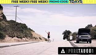 desperate hitchhiker kristen scott seduces criminal with hairy pussy lick rough doggystyle cum facial 😈🔥