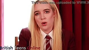 jerk off peeking up this british student's skirt joi