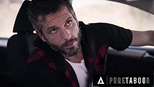 desperate hitchhiker kristen scott seduces criminal with hairy pussy lick rough doggystyle cum facial 😈🔥