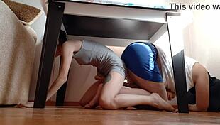 we're hiding under the desk from stepmom rubbing our wet pussies together till orgasm 😩💦 