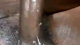 Homemade Ebony Handjob Milks Big Black Cock Cumshot