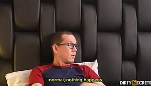 Stepsister fucked hard next to sleeping stepdad in bed, her wet pussy dripping!