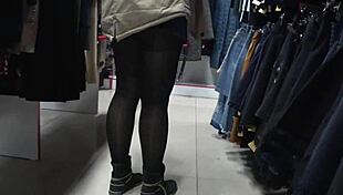 a hidden cam catches juicy pawg legs in mall fitting room