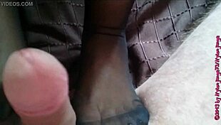 best nylon soles footplay with chubby granny toes and feet compilation 👣💦
