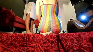 hey, two sexy redhead sluts in a dice game handjob contest to make him cum!