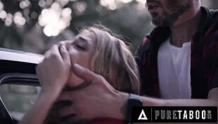 desperate hitchhiker kristen scott seduces criminal with hairy pussy lick rough doggystyle cum facial 😈🔥