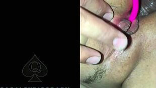 Friend plays with wife's ass fucks toy in her pussy cuckold style