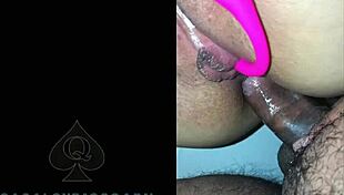 Friend plays with wife's ass fucks toy in her pussy cuckold style