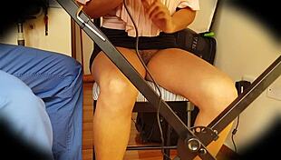 colombian uni skirt lift shows no panties underneath!!