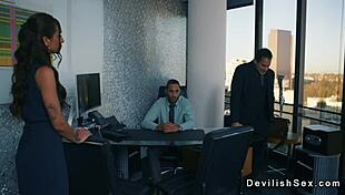 I'm Lost in This Tanned Brunette Babe's Big Tits Spooning on Rich Guy's Monster Cock