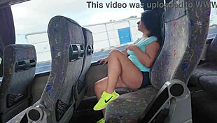 stepmom gets surprised by stepson caressing her big tits on crowded public bus ride