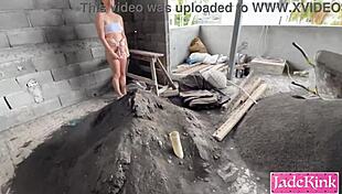 construction worker's huge cock sucked on site