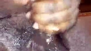 Homemade Ebony Handjob Milks Big Black Cock Cumshot