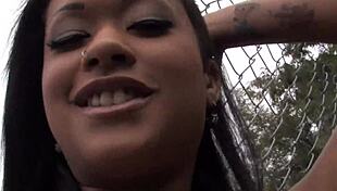 ebony skin diamond gags deep on white cocks before facial cumshot