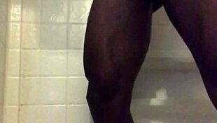 shower strokes got me stroking that big black cock monster hard 😩💦 homemade ebony solo