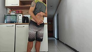 Risky Kitchen Fuck With Hubby's Friend While He Showers Bareback